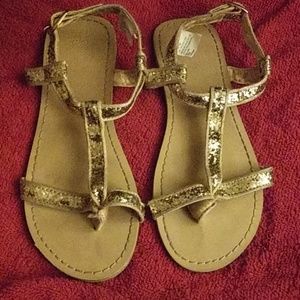 Girls Glittery Gold Sandals